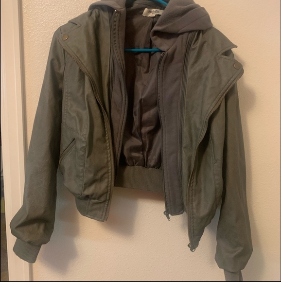 Charlotte Russe Jackets & Blazers - Patent Leather Bomber Jacket w Hood